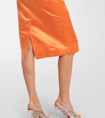 Embellished linen and silk slip skirt | Shushu/Tong