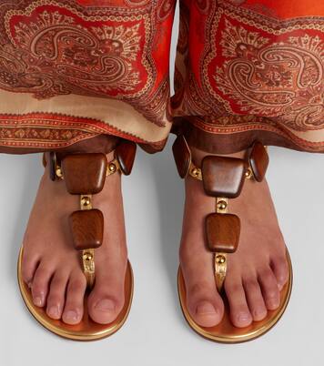 Beaded metallic leather thong sandals | Gianvito Rossi