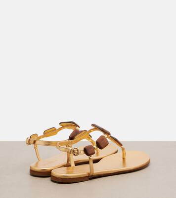 Beaded metallic leather thong sandals | Gianvito Rossi