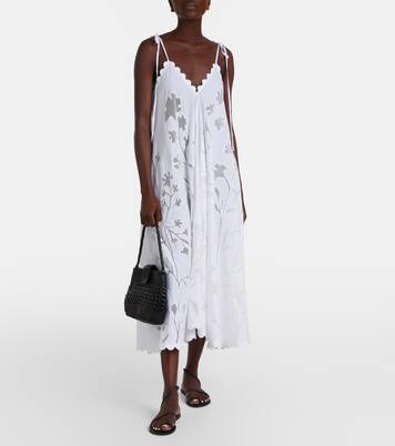 Embroidered scalloped cotton midi dress | Juliet Dunn