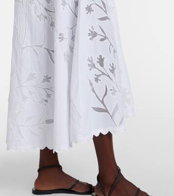 Embroidered scalloped cotton midi dress | Juliet Dunn