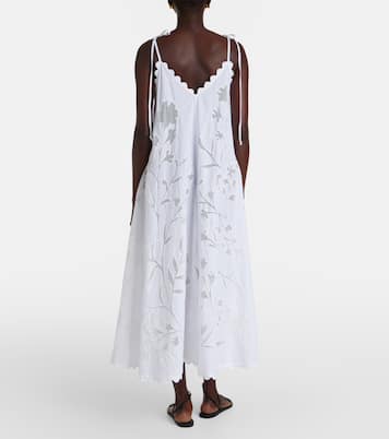 Embroidered scalloped cotton midi dress | Juliet Dunn