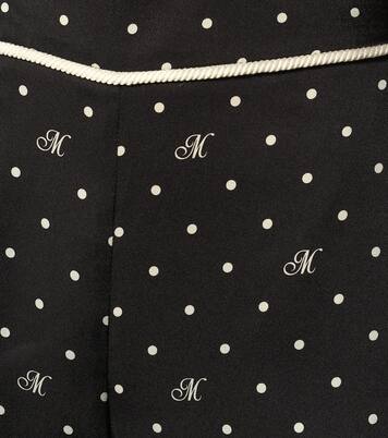 Pantalon à taille haute en laine mélangée à pois | Monse