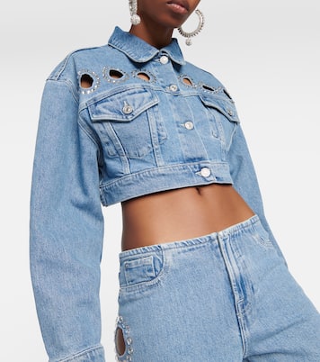 Babe embellished cropped denim jacket | 7 For All Mankind
