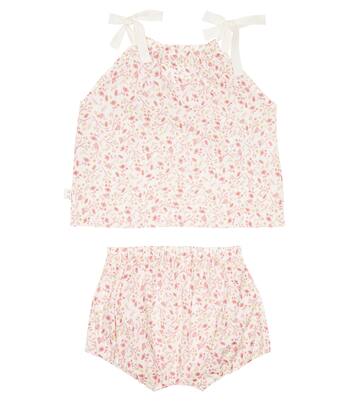 Baby floral cotton top and bloomers set | Il Gufo