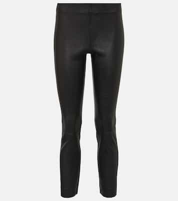 Cropped slim leather pants | Vince
