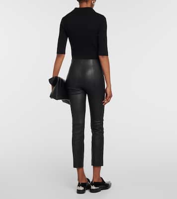 Cropped slim leather pants | Vince
