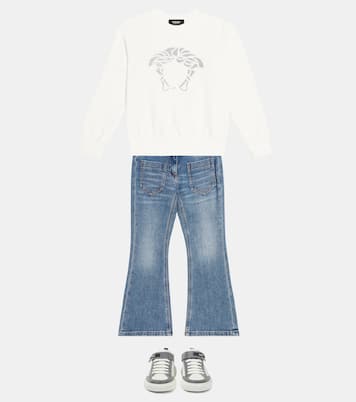 Medusa embellished cotton jersey sweatshirt | Versace Kids