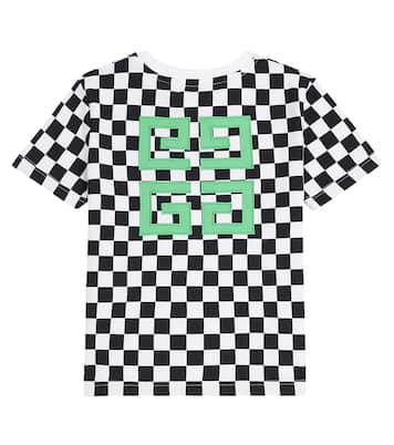 Logo checked cotton jersey T-shirt | Givenchy Kids