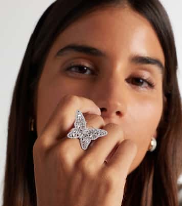 Fireworks Butterfly 18kt white gold ring with diamonds | Suzanne Kalan