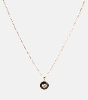 Interlocking G 18kt gold necklace with onyx and diamond | Gucci