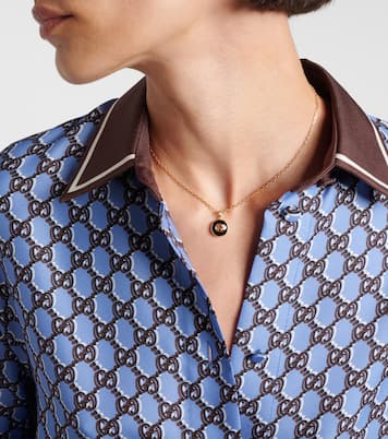 Interlocking G 18kt gold necklace with onyx and diamond | Gucci