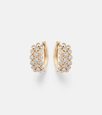 3 Row 18kt gold hoop earrings with diamonds | Anita Ko