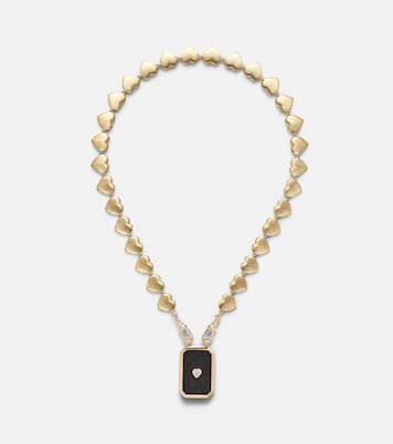 Halskette Heart Scapular aus 18kt Gelbgold mit Ebenholz und Diamanten | Marie Lichtenberg