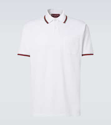 Web Stripe cotton-blend piqué polo shirt | Gucci