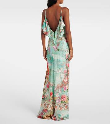 Robe imprimée en satin | Camilla