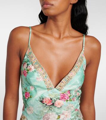 Robe imprimée en satin | Camilla