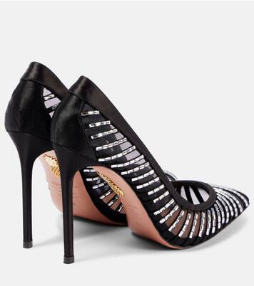 Passions Crystal 105 satin and mesh pumps | Aquazzura