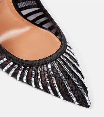 Passions Crystal 105 satin and mesh pumps | Aquazzura