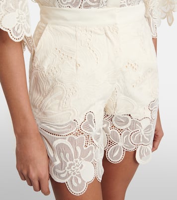 Embroidered broderie anglaise shorts | Elie Saab