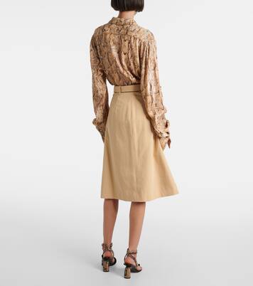 Belted cotton poplin midi skirt | Dries Van Noten