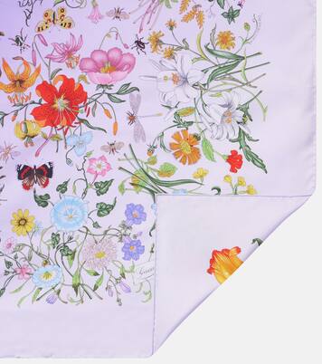 Floral silk twill scarf | Gucci