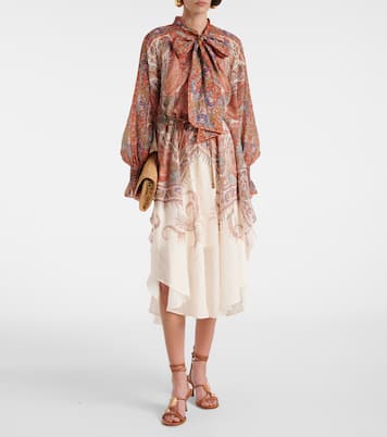 Rhiannon tie-neck ramie midi dress | Zimmermann