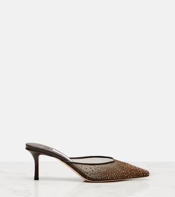 Vivi 65 crystal-embellished mesh mules | Jimmy Choo