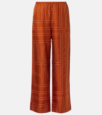 Monogram silk twill pajama pants | Toteme