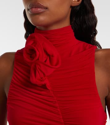 Vestido de fiesta drapeado con aplique floral | Magda Butrym