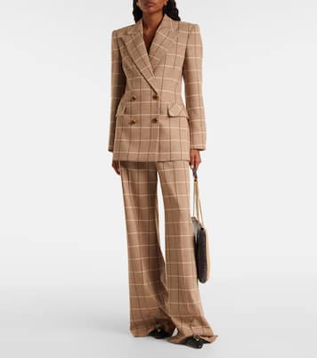 Checked double-breasted virgin wool blazer | Valentino