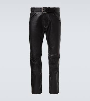 Belted leather straight pants | Saint Laurent
