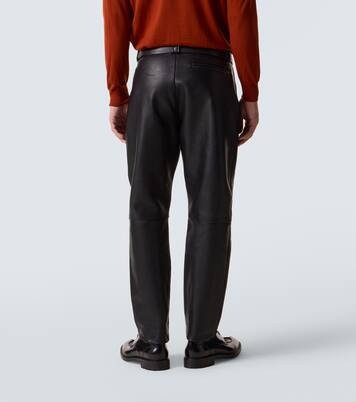 Belted leather straight pants | Saint Laurent