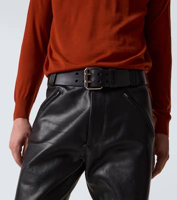 Belted leather straight pants | Saint Laurent