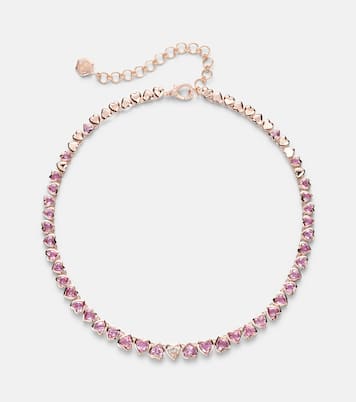 Collier Tennis en or rose 18 ct, saphirs et diamant | Shay Jewelry