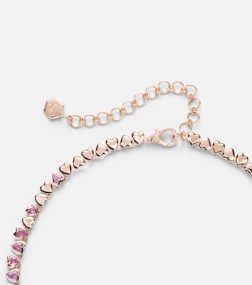Collier Tennis en or rose 18 ct, saphirs et diamant | Shay Jewelry