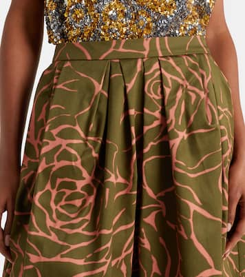 Jupe midi en coton à fleurs | Dries Van Noten