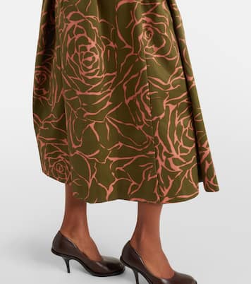 Jupe midi en coton à fleurs | Dries Van Noten