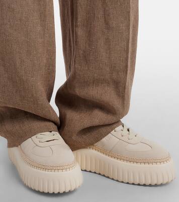 H710 H-Stripes leather and suede platform sneakers | Hogan