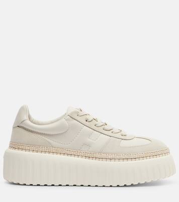 H710 H-Stripes leather and suede platform sneakers | Hogan