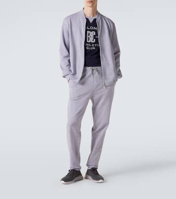 Cotton-blend jersey zip-up sweater | Brunello Cucinelli
