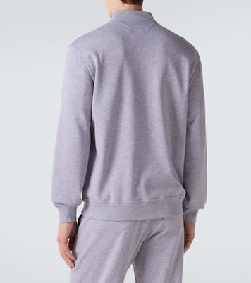 Cotton-blend jersey zip-up sweater | Brunello Cucinelli