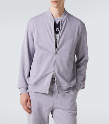 Cotton-blend jersey zip-up sweater | Brunello Cucinelli