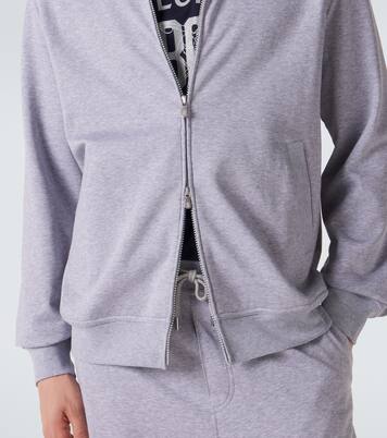 Cotton-blend jersey zip-up sweater | Brunello Cucinelli