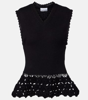 Top en mezcla de algodón con bordado | Ganni