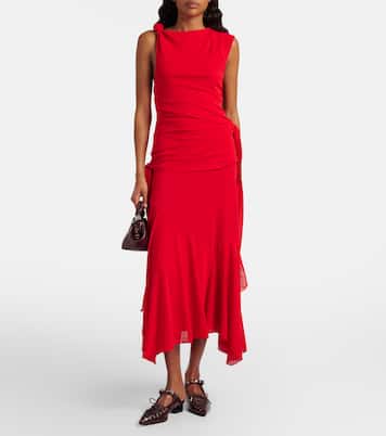 Vestido midi asimétrico drapeado  | Ganni