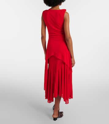 Vestido midi asimétrico drapeado  | Ganni