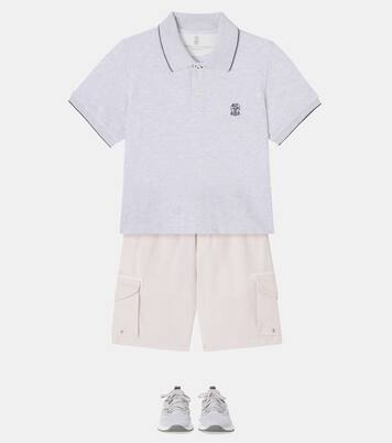 Linen and cotton cargo shorts | Brunello Cucinelli Kids