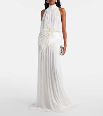 Draped floral-appliqué gown | David Koma