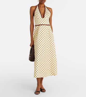 Bowie polka-dot linen and cotton midi dress | Posse